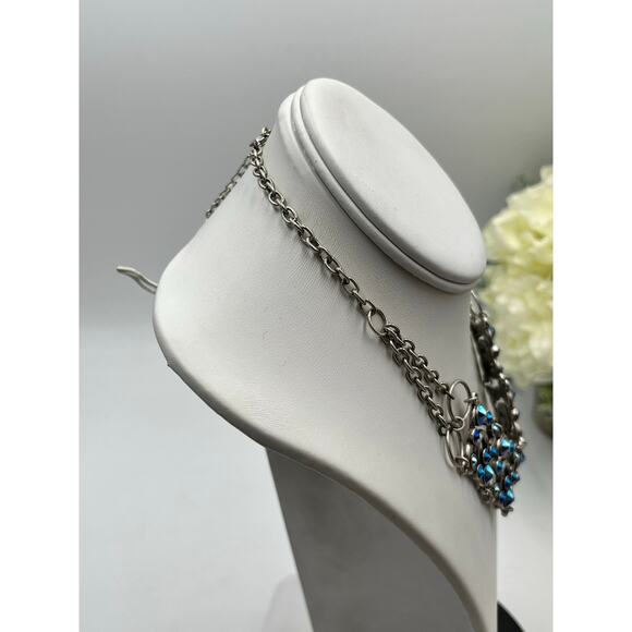 Touchstone TCS Crystal by
SWAROVSKI Blue AB Crystal Silver
Tone V Bib Necklace - Picture 5 of 8